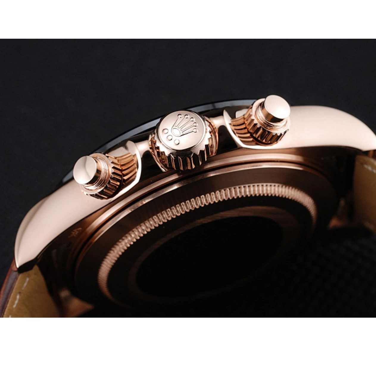 MiroTime 0726 Rolex Cosmograph Daytona Brown Dial Rose Gold Case Brown Leather Bracelet 1454243